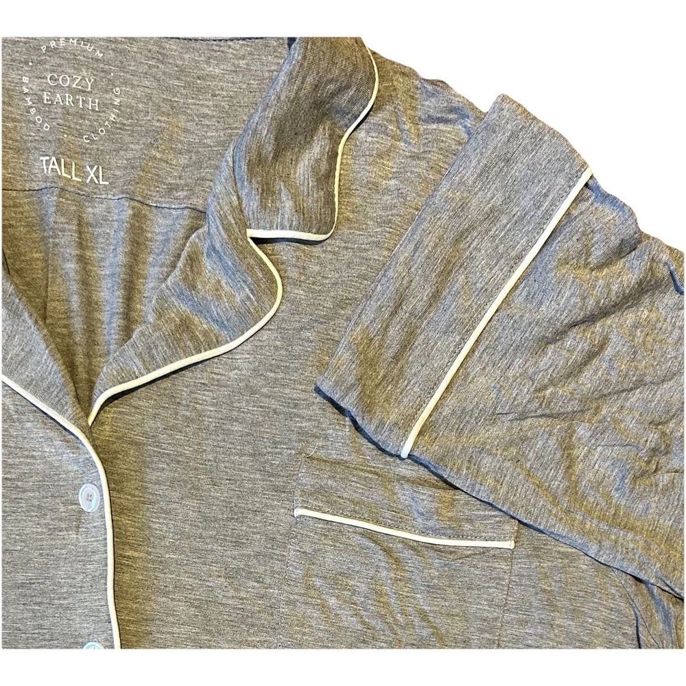 Cozy Earth‎ Top Pajama Bamboo Gray Long Sleeve Sleep Shirt Womens Size XL Tall